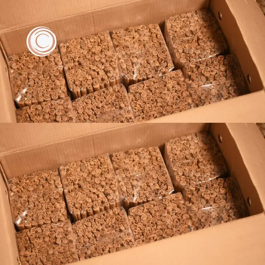 Ceylon cinnamon quills packed for export